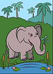 Un éléphant, coloriage à imprimer