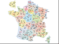 Carte de  à imprimer, départements, préfectures et région