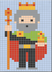 Coloriage codé sur grille, un roi