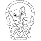Coloriage un chaton dans un panier