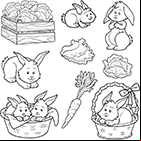Coloriage à imprimer, le lapin, la lapine, les lapereaux