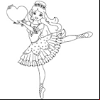 Coloriage à imprimer, une danseuse avec un cœur