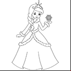 Coloriage à imprimer, une princesse en tenue d'hiver.