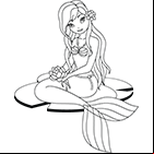 Coloriage une sirène assise sur un nénuphar