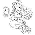 Coloriage à imprimer, une sirène et une méduse