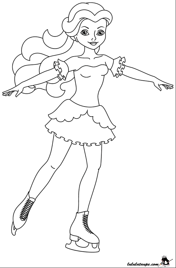 Dessin à colorier, une patineuse
