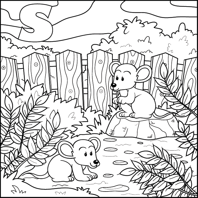 Dessin à colorier, des souris