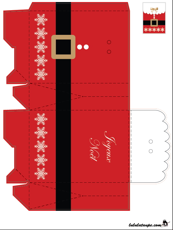 Boîte de Noël décorative à imprimer sur papier cartonné