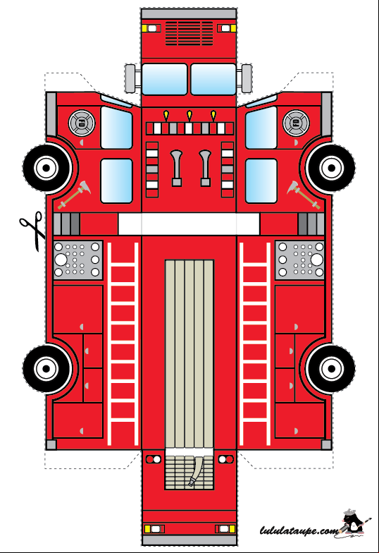 Un camion de pompier à découper