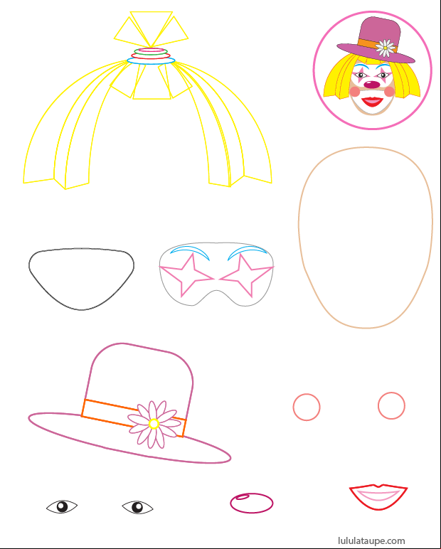 Activité manuelle simple pour enfants de maternelle, clown à découper et coller