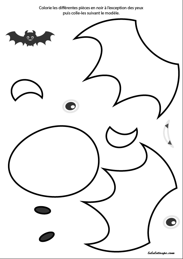 Chauve-souris à imprimer sur papier blanc et à découper