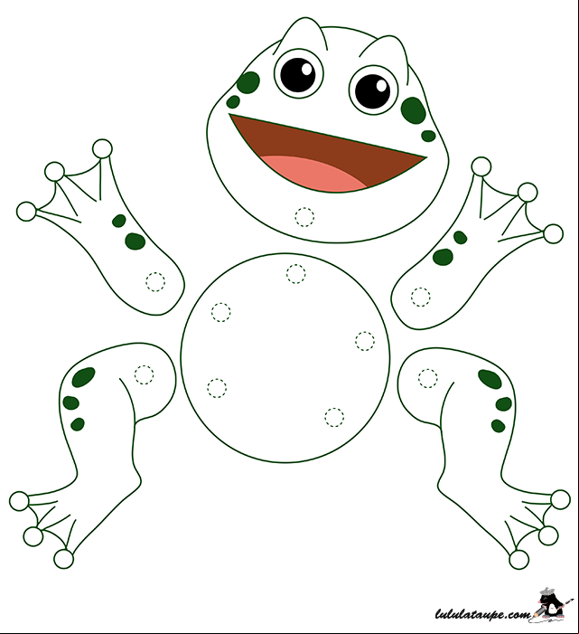 Activité manuelle facile, une grenouille articulée à découper