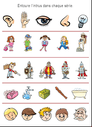 Jeu de l'intrus à imprimer, enfants de 5 ans et plus