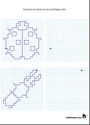 Reproduire un dessin sur quadrillage, exercice à imprimer, , CE1