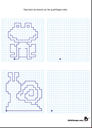 Reproduire un dessin sur quadrillage, exercice à imprimer, , CE1
