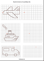 Modèle de dessins à reproduire sur quadrillage, jeu à imprimer