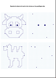 Reproduire un dessin sur quadrillage, exercice à imprimer, , CE1