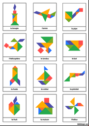 Modèles d'objets pour jeu tangram à imprimer en couleur