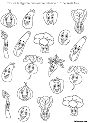 Les légumes, jeu d'observation à imprimer enfants de 5 ans et plus