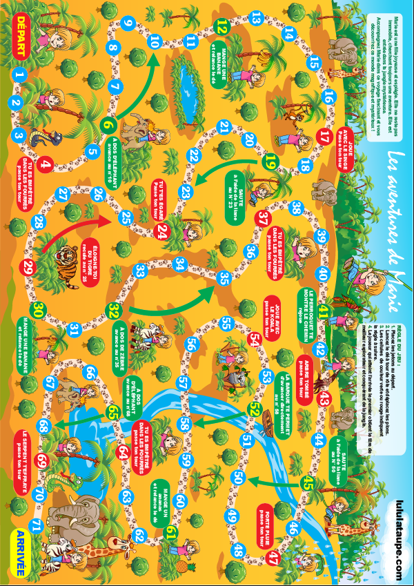 Jeu de société à imprimer gratuitement, les aventures de Marie
