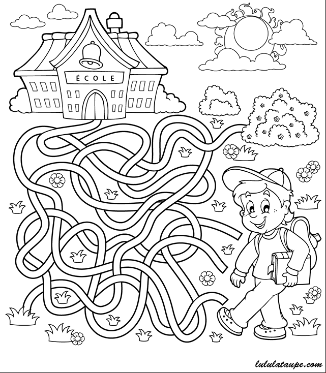 Labyrinthe gratuit à imprimer, le chemin de l'école