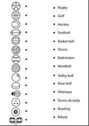 Exercice ludique à imprimer, les sports et ballons