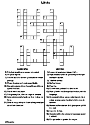 Grille de mots croisés à imprimer, CE2, CM1, thème la météo