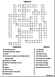 Grille de mots croisés à imprimer, CM1 et CM2, thème les verbes