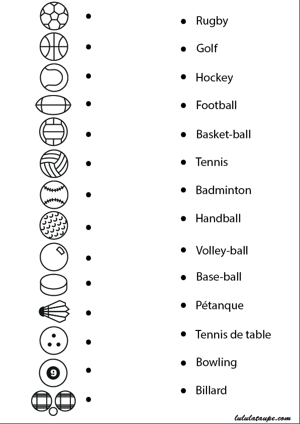 Exercice gratuit pour enfants de 8 ans et plus, les sports
