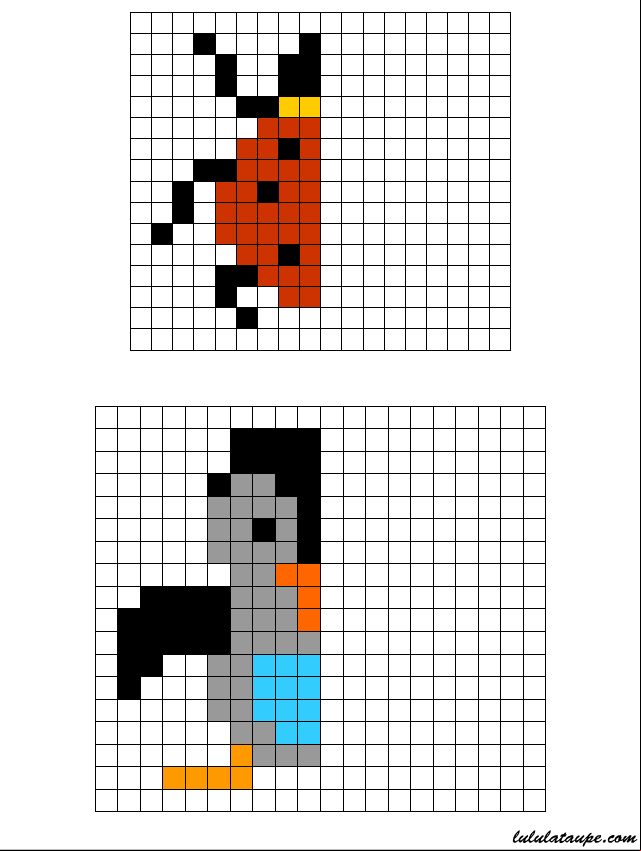 Reproduire un dessin par symétrie axiale sur quadrillage, une coccinelle, un pingouin