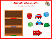 Initiation aux mathématiques en maternelle, associer selon un critère