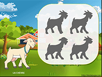Jeu des ombres qui permet d'apprendre à reconnaître les animaux de la ferme