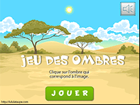Jeu des ombres qui permet d'apprendre à reconnaître les animaux de la savane