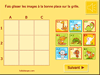 Repérage sur un quadrillage, enfants maternelle