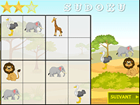 Sudoku simple pour maternelle, les animaux de la savane