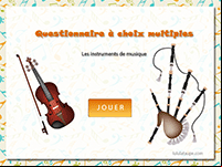 Questionnaire à choix multiples en ligne ; les instruments de musique