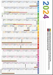 Calendrier 2024 ; 12 mois avec vacances scolaires